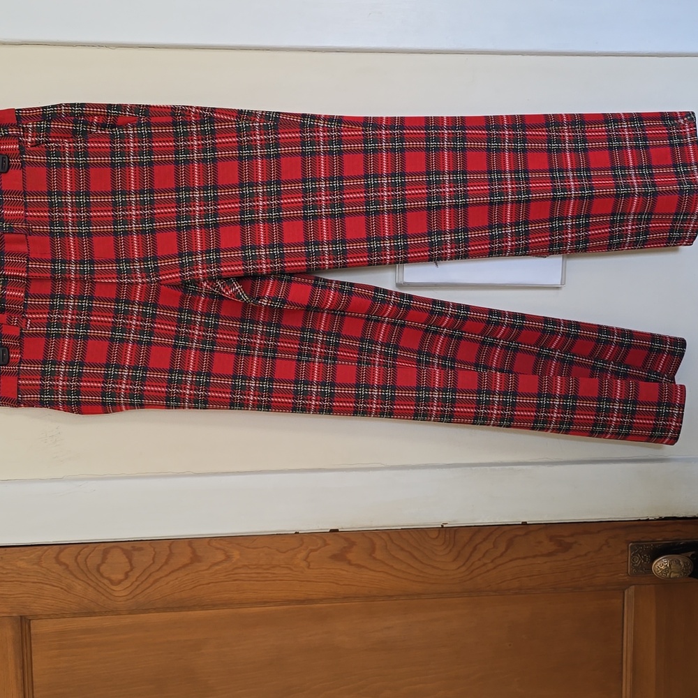 Vtg 70s Sears Kings Road Plaid Red Trousers Pants 34x30  Mens - Picture 3 of 8